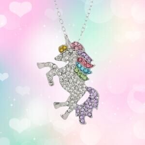 New Girls Rainbow Unicorn Pendant & Necklace